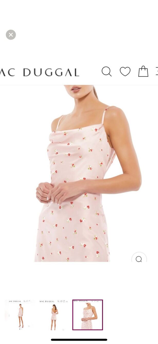 Ieena Mac Duggal Mini Dress Cowl Romantic Cottage Floral Rosette Summer 2